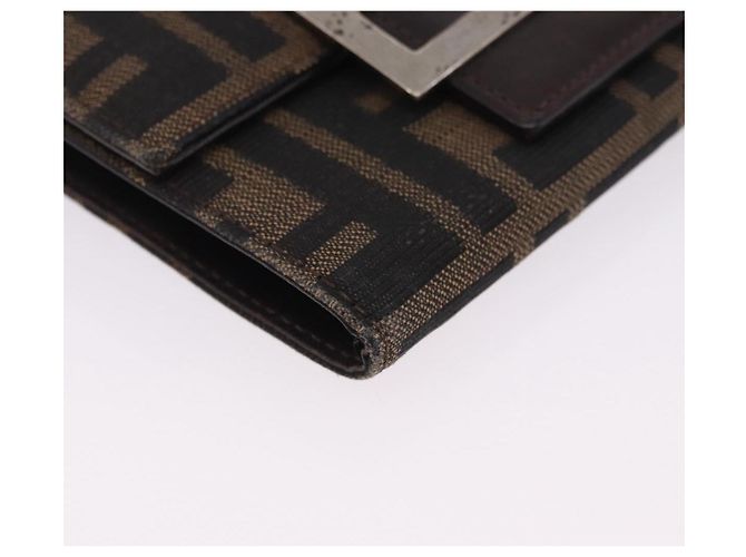 Portafoglio FENDI Zucca Canvas Nylon Set da 2 Marrone Nero Auth 198577 - vista 7