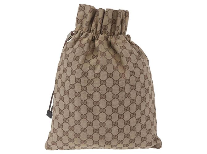 Borsa a coulisse GUCCI GG Canvas Beige Silver 014 1136 Auth hk4124 Argento - vista 13
