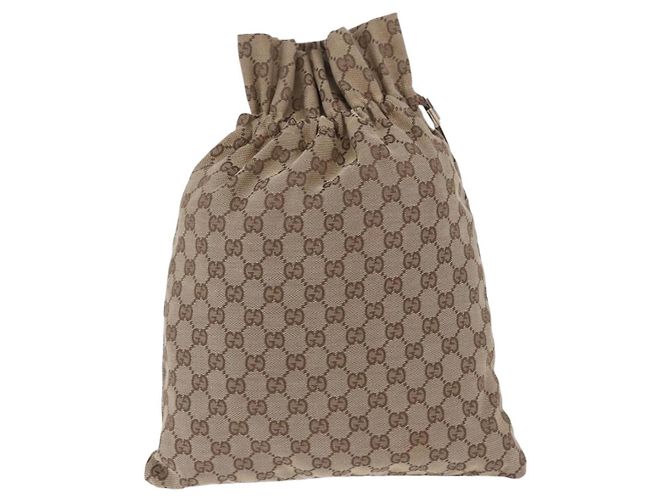 Borsa a coulisse GUCCI GG Canvas Beige Silver 014 1136 Auth hk4124 Argento - vista 2