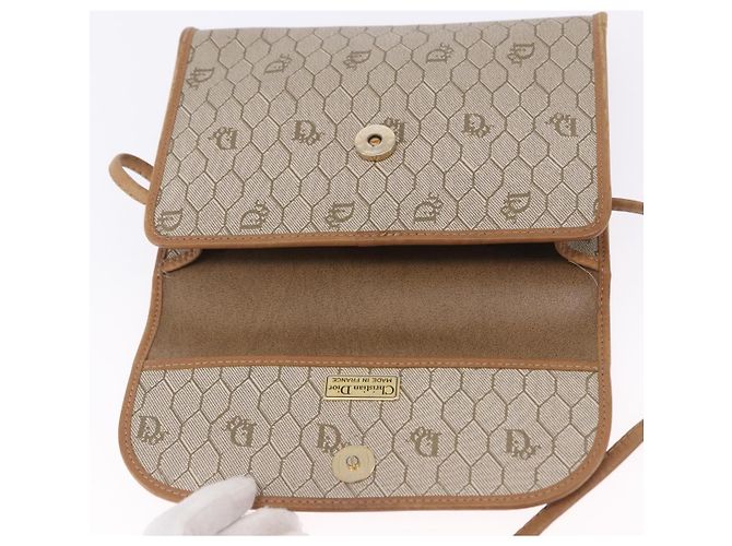 Sac à bandoulière Christian Dior Honeycomb PVC Leather Beige Gold Tone Auth 202260 - vue 11