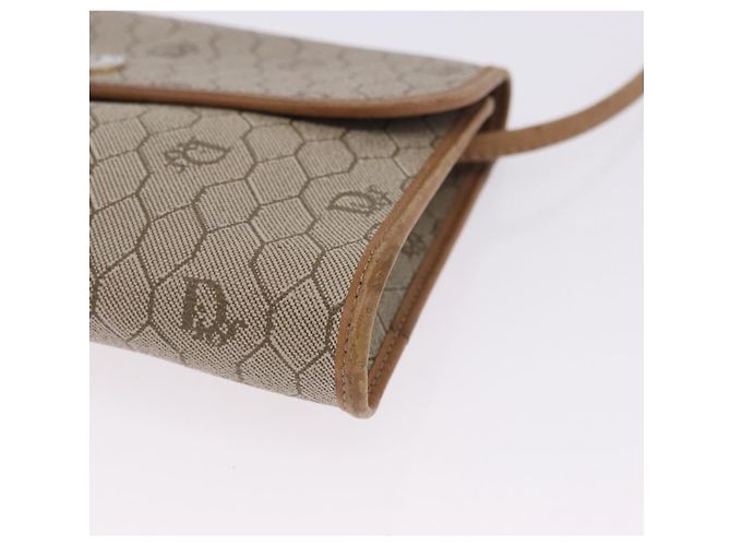 Sac à bandoulière Christian Dior Honeycomb PVC Leather Beige Gold Tone Auth 202260 - vue 15