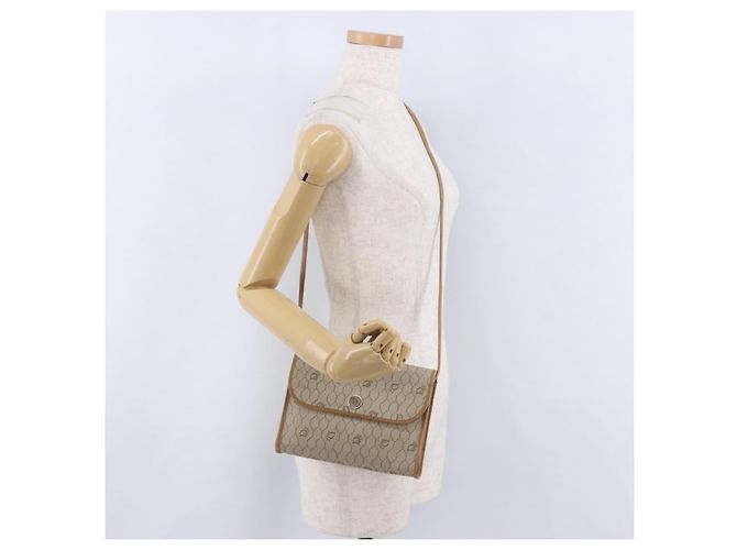 Sac à bandoulière Christian Dior Honeycomb PVC Leather Beige Gold Tone Auth 202260 - vue 21