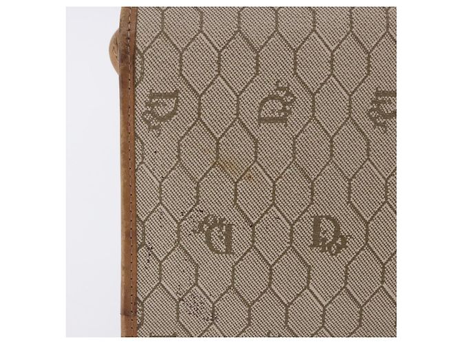 Sac à bandoulière Christian Dior Honeycomb PVC Leather Beige Gold Tone Auth 202260 - vue 3