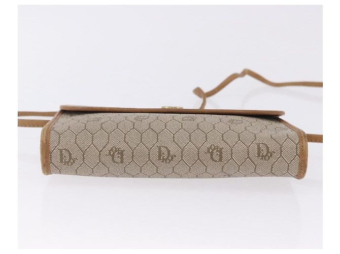 Sac à bandoulière Christian Dior Honeycomb PVC Leather Beige Gold Tone Auth 202260 - vue 6
