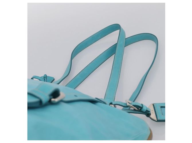 PRADA Tote Bag aus Leder hellblau silber Auth 199466V - Ansicht 14