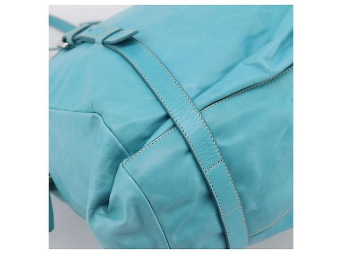 PRADA Tote Bag aus Leder hellblau silber Auth 199466V - Ansicht 15