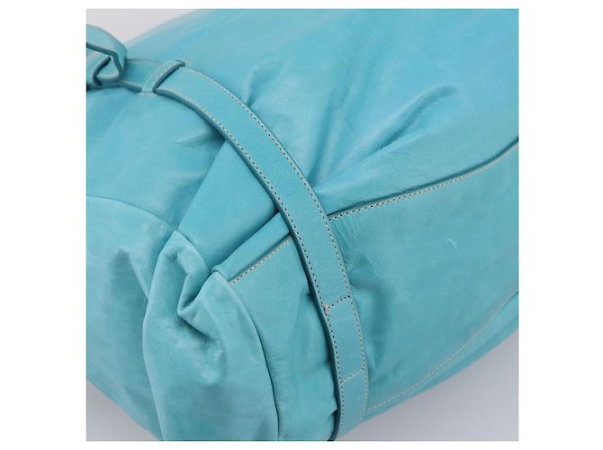 PRADA Tote Bag aus Leder hellblau silber Auth 199466V - Ansicht 17