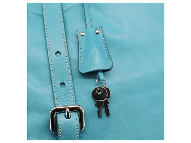 PRADA Tote Bag aus Leder hellblau silber Auth 199466V - Ansicht 20