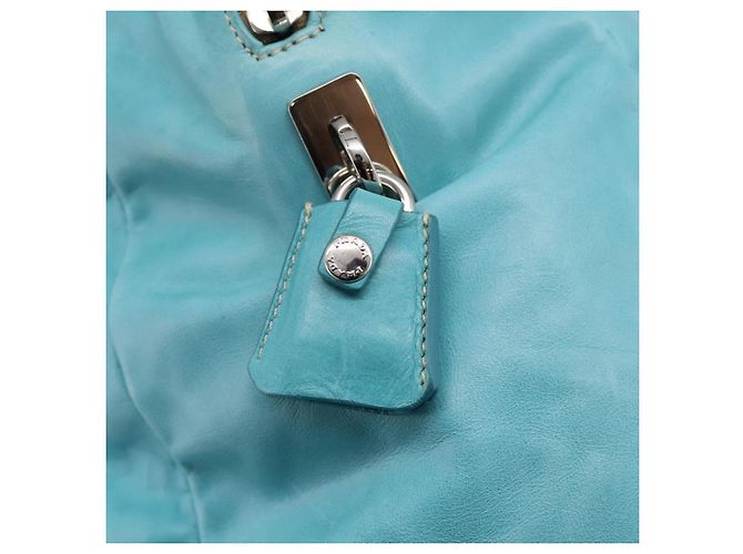 PRADA Tote Bag aus Leder hellblau silber Auth 199466V - Ansicht 21
