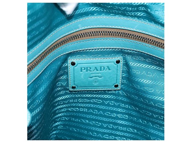 PRADA Tote Bag aus Leder hellblau silber Auth 199466V - Ansicht 22