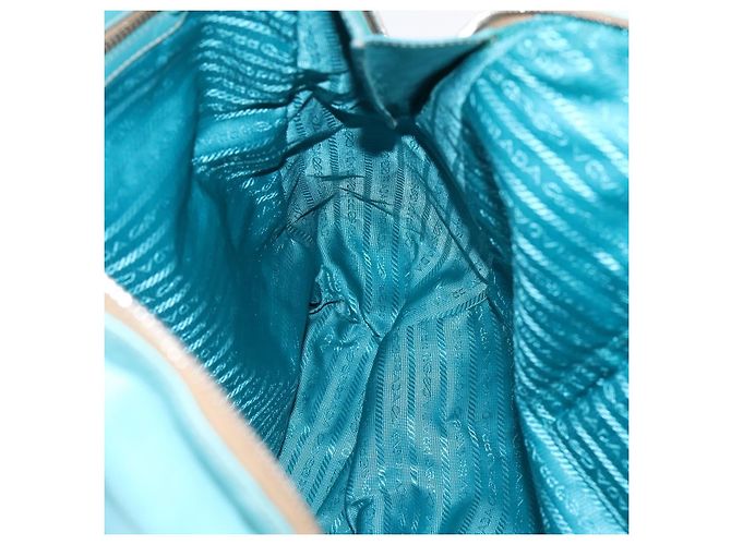 PRADA Tote Bag aus Leder hellblau silber Auth 199466V - Ansicht 23