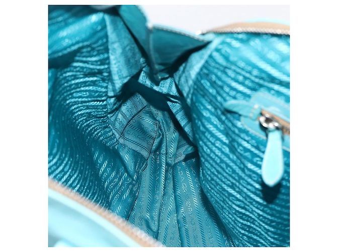 PRADA Tote Bag aus Leder hellblau silber Auth 199466V - Ansicht 24