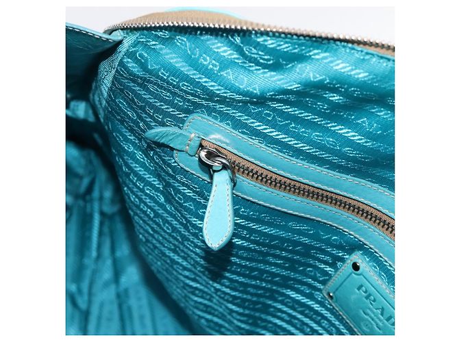 PRADA Tote Bag aus Leder hellblau silber Auth 199466V - Ansicht 25