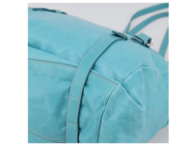 PRADA Tote Bag aus Leder hellblau silber Auth 199466V - Ansicht 8