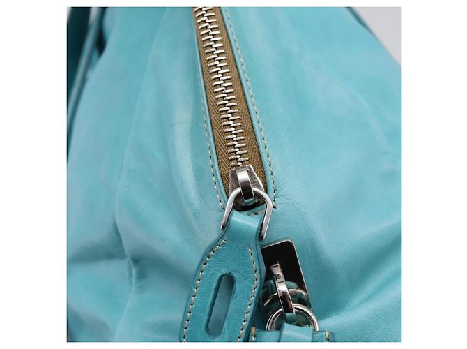 PRADA Tote Bag aus Leder hellblau silber Auth 199466V - Ansicht 9