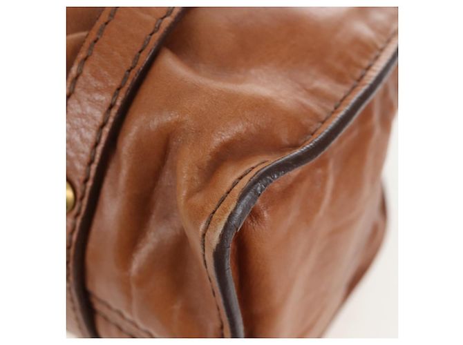 Borsa a tracolla Miu Miu con fiocco laterale in pelle marrone e tono oro Auth am12465V - vista 16