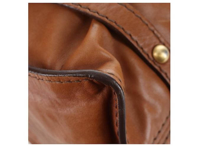 Borsa a tracolla Miu Miu con fiocco laterale in pelle marrone e tono oro Auth am12465V - vista 17