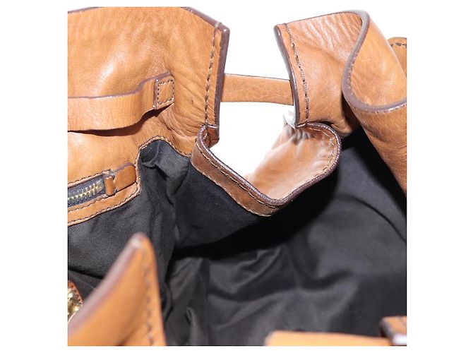 Borsa a tracolla Miu Miu con fiocco laterale in pelle marrone e tono oro Auth am12465V - vista 20