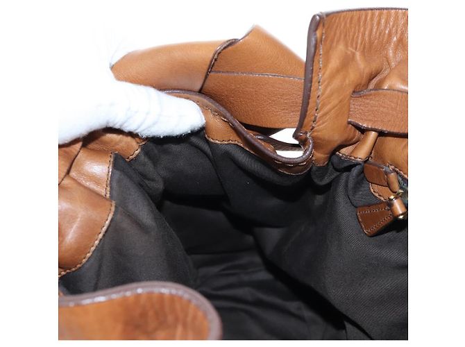 Borsa a tracolla Miu Miu con fiocco laterale in pelle marrone e tono oro Auth am12465V - vista 21