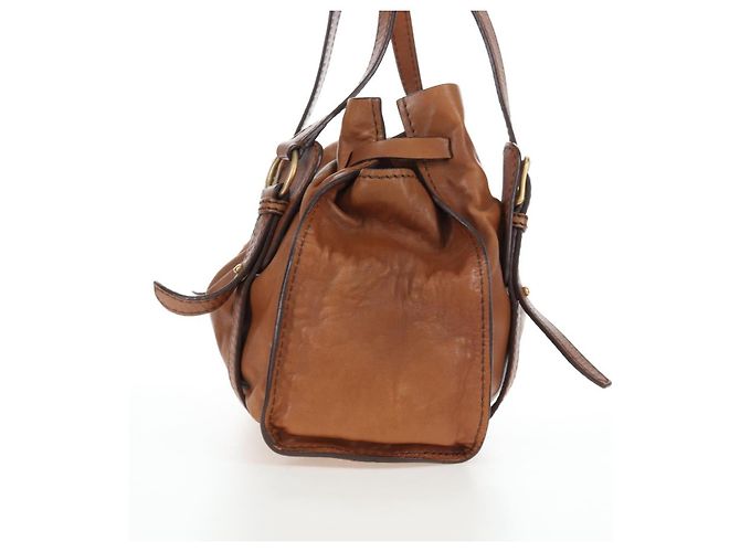 Borsa a tracolla Miu Miu con fiocco laterale in pelle marrone e tono oro Auth am12465V - vista 3