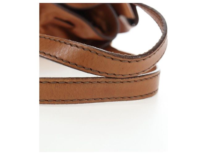 Borsa a tracolla Miu Miu con fiocco laterale in pelle marrone e tono oro Auth am12465V - vista 8