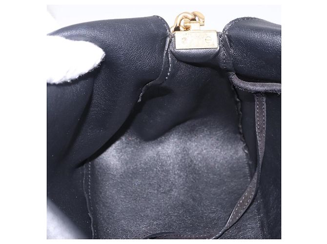 Céline Borsa a tracolla con catena CELINE Suede Black Gold Tone Auth 198925A Nero - vista 18