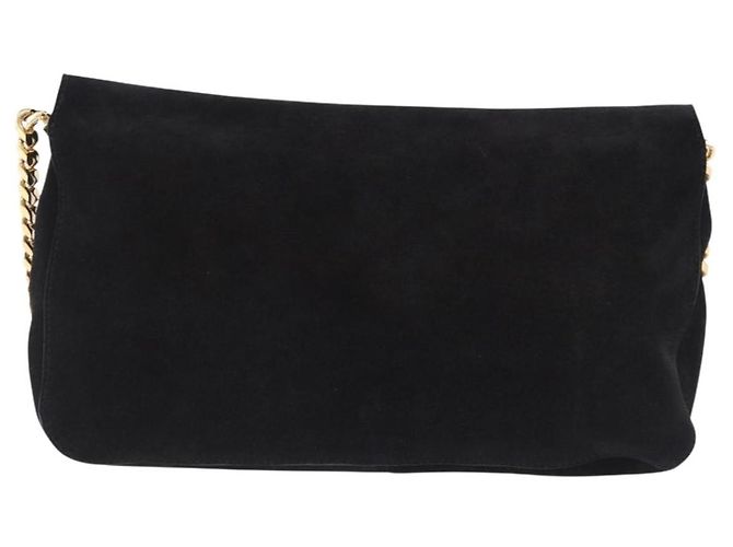 Céline Borsa a tracolla con catena CELINE Suede Black Gold Tone Auth 198925A Nero - vista 2