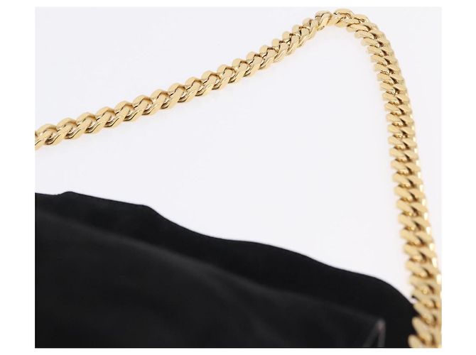 Céline Borsa a tracolla con catena CELINE Suede Black Gold Tone Auth 198925A Nero - vista 8