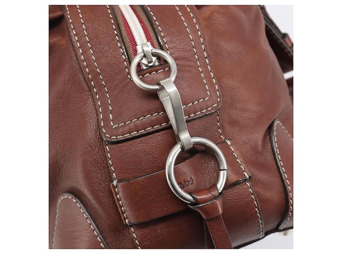 Chloé Bolso Chloe Patsy de cuero marrón plata auténtico am12552A Castaño - vista 10