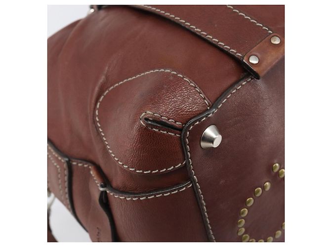 Chloé Bolso Chloe Patsy de cuero marrón plata auténtico am12552A Castaño - vista 14