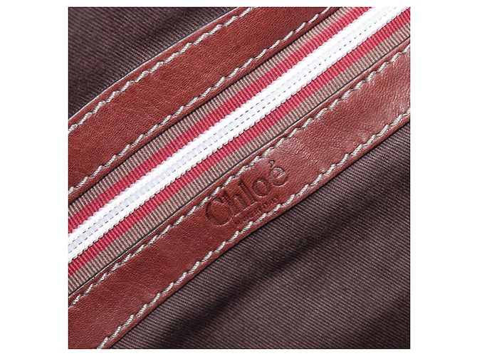 Chloé Bolso Chloe Patsy de cuero marrón plata auténtico am12552A Castaño - vista 18