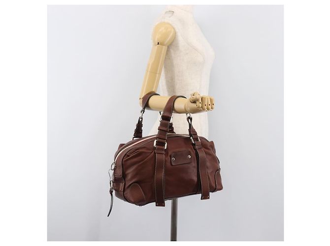Chloé Bolso Chloe Patsy de cuero marrón plata auténtico am12552A Castaño - vista 23