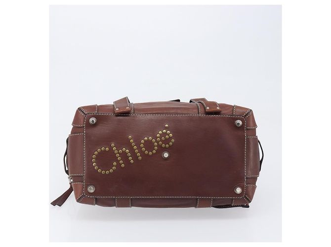 Chloé Bolso Chloe Patsy de cuero marrón plata auténtico am12552A Castaño - vista 5
