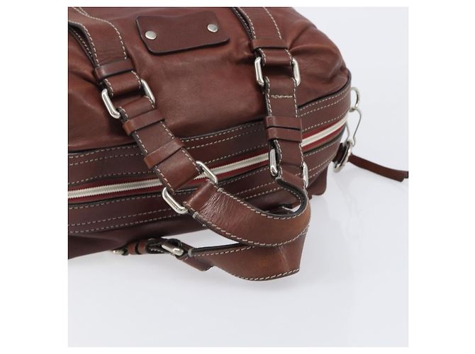 Chloé Bolso Chloe Patsy de cuero marrón plata auténtico am12552A Castaño - vista 7