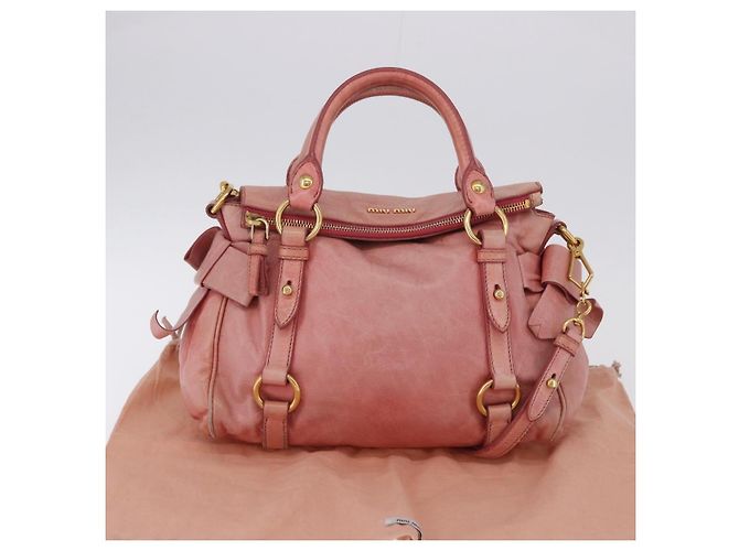 Borsa a mano Miu Miu Vitellolux in pelle 2way Pink Gold Auth 202259M Rosa D'oro - vista 12