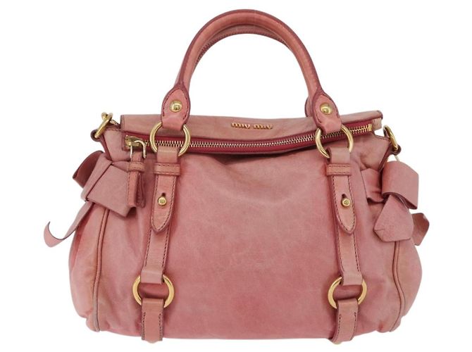 Borsa a mano Miu Miu Vitellolux in pelle 2way Pink Gold Auth 202259M Rosa D'oro - vista 13