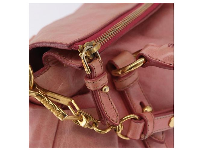 Borsa a mano Miu Miu Vitellolux in pelle 2way Pink Gold Auth 202259M Rosa D'oro - vista 19