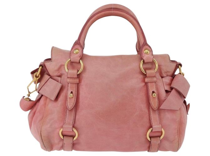 Borsa a mano Miu Miu Vitellolux in pelle 2way Pink Gold Auth 202259M Rosa D'oro - vista 2