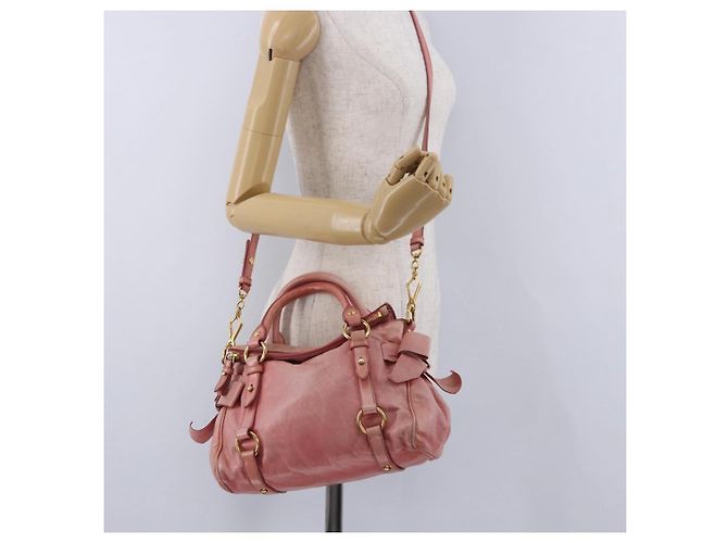 Borsa a mano Miu Miu Vitellolux in pelle 2way Pink Gold Auth 202259M Rosa D'oro - vista 25