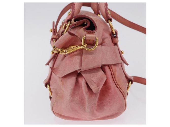 Borsa a mano Miu Miu Vitellolux in pelle 2way Pink Gold Auth 202259M Rosa D'oro - vista 3