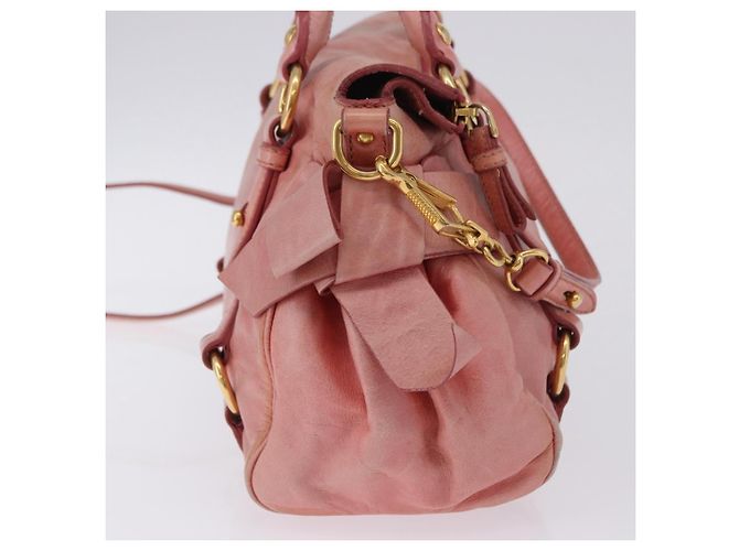 Borsa a mano Miu Miu Vitellolux in pelle 2way Pink Gold Auth 202259M Rosa D'oro - vista 4