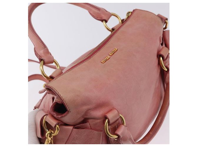 Borsa a mano Miu Miu Vitellolux in pelle 2way Pink Gold Auth 202259M Rosa D'oro - vista 6