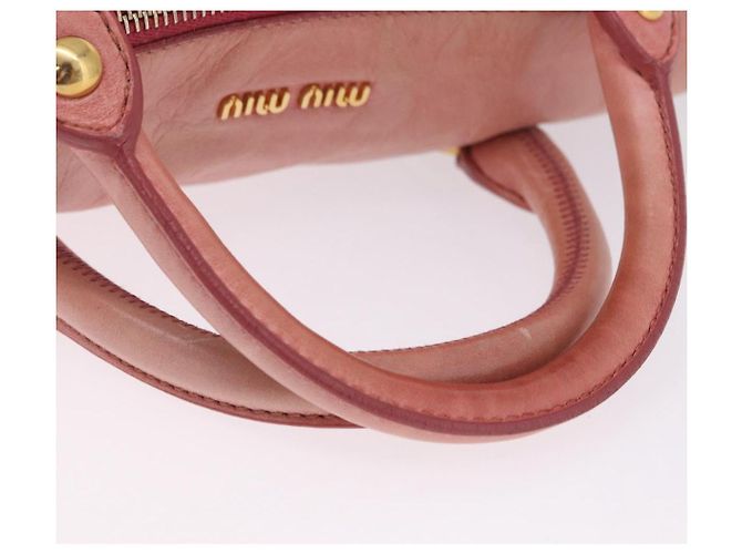 Borsa a mano Miu Miu Vitellolux in pelle 2way Pink Gold Auth 202259M Rosa D'oro - vista 7