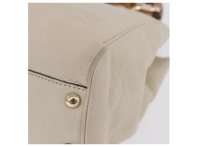 Borsa a mano GUCCI Bamboo in pelle Bianco Oro 336032 Auth hk4056 D'oro - vista 10