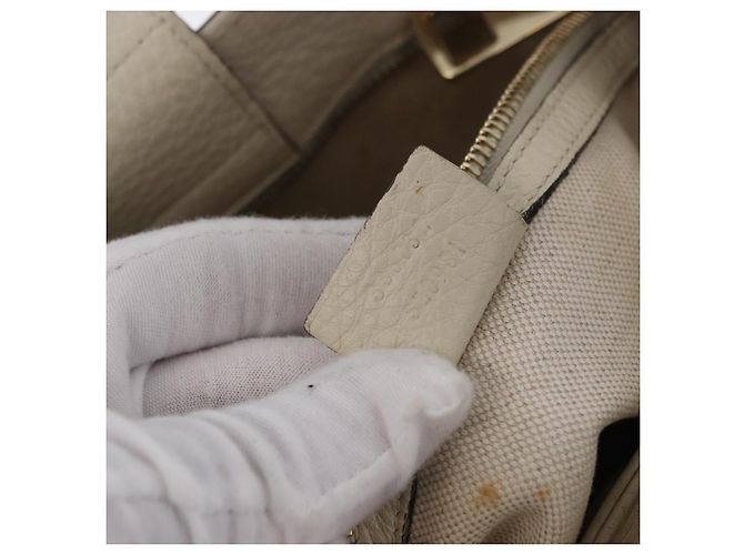Borsa a mano GUCCI Bamboo in pelle Bianco Oro 336032 Auth hk4056 D'oro - vista 12