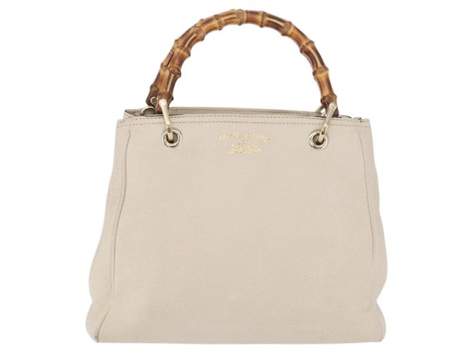 Borsa a mano GUCCI Bamboo in pelle Bianco Oro 336032 Auth hk4056 D'oro - vista 13