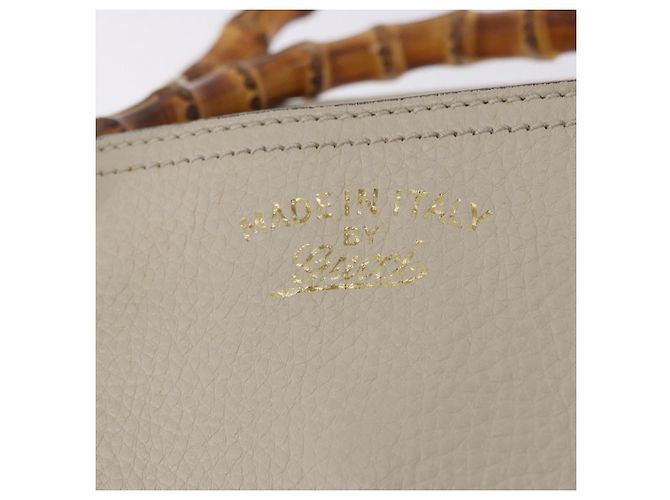 Borsa a mano GUCCI Bamboo in pelle Bianco Oro 336032 Auth hk4056 D'oro - vista 17
