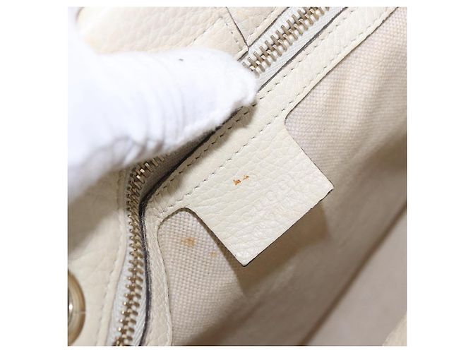 Borsa a mano GUCCI Bamboo in pelle Bianco Oro 336032 Auth hk4056 D'oro - vista 18
