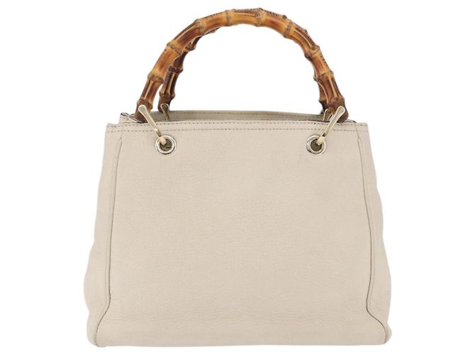 Borsa a mano GUCCI Bamboo in pelle Bianco Oro 336032 Auth hk4056 D'oro - vista 2
