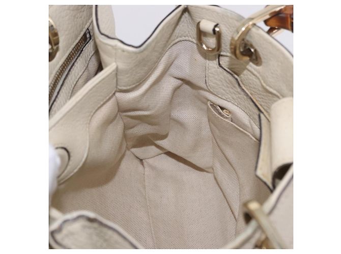 Borsa a mano GUCCI Bamboo in pelle Bianco Oro 336032 Auth hk4056 D'oro - vista 22